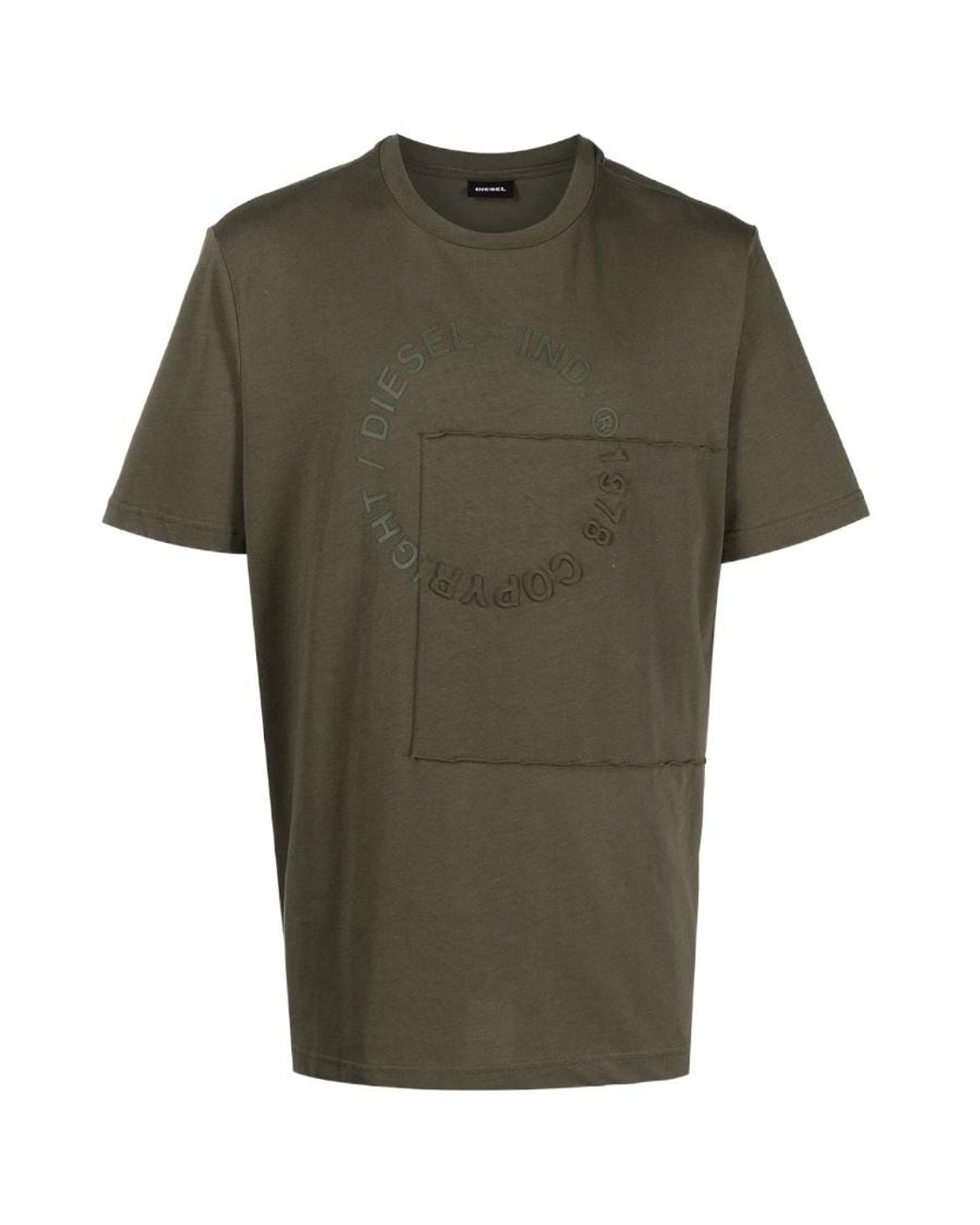 DIESEL Green Copyright Patchwork Logo T-Shirt for men