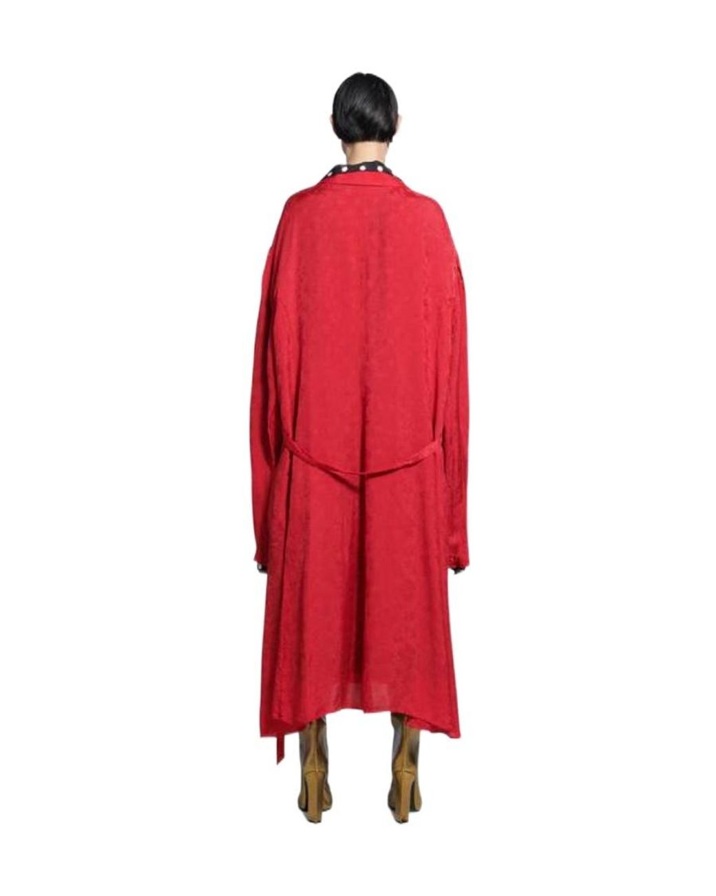 Balenciaga Red Spray Dots Reversible Coat Dress