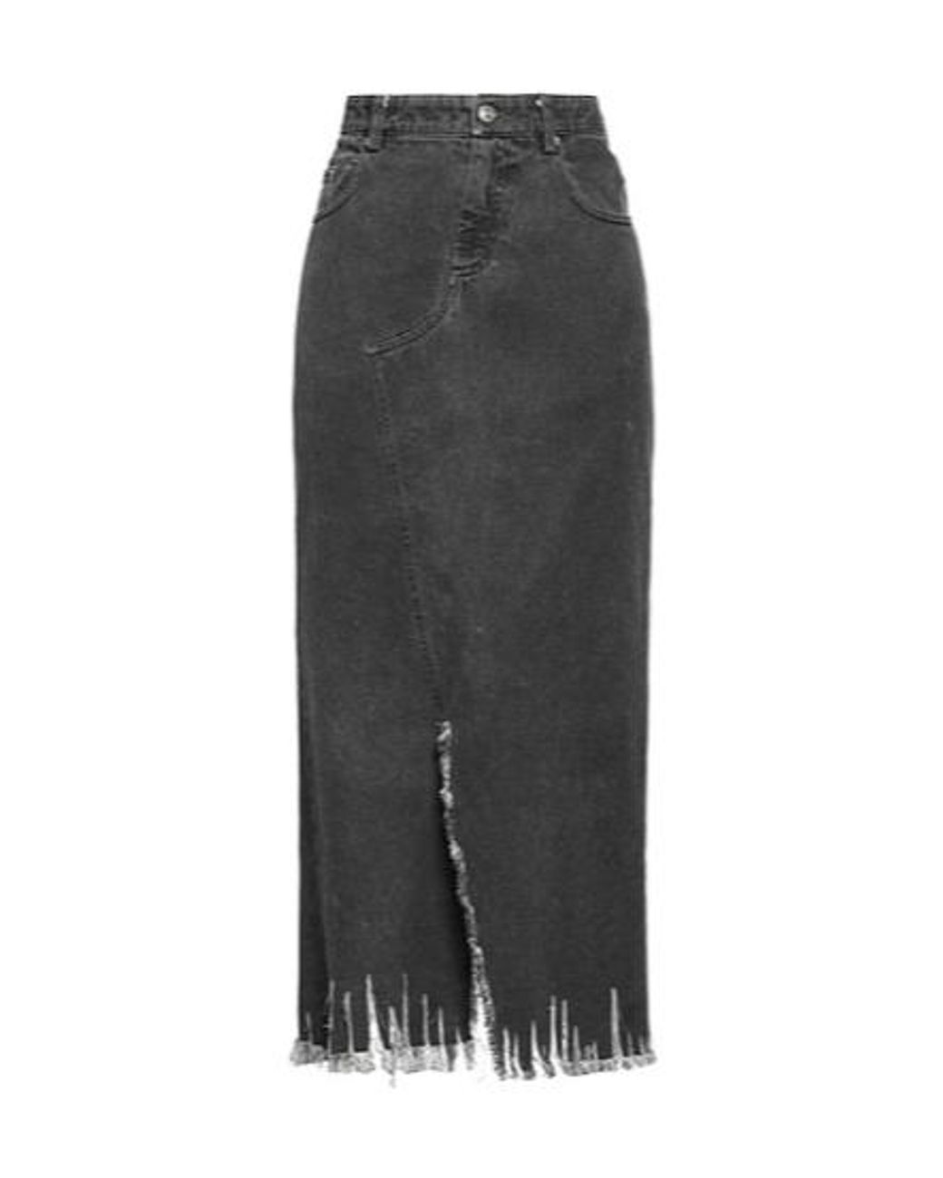 Marni Gray Solid-Color Denim Pencil Skirt