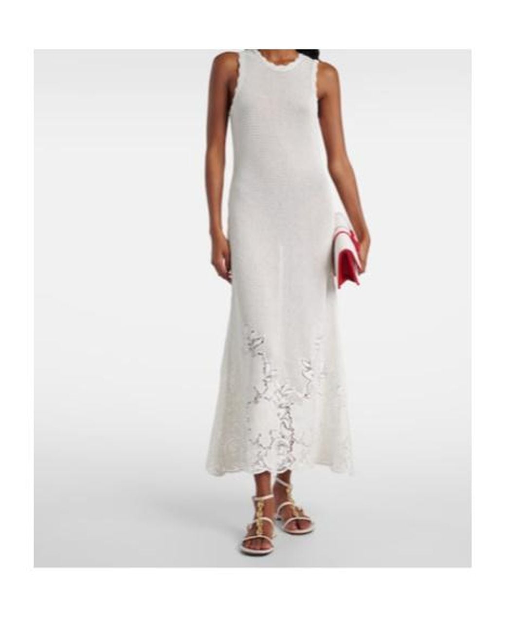 Erdem White Open-Knit Cotton Maxi Dress