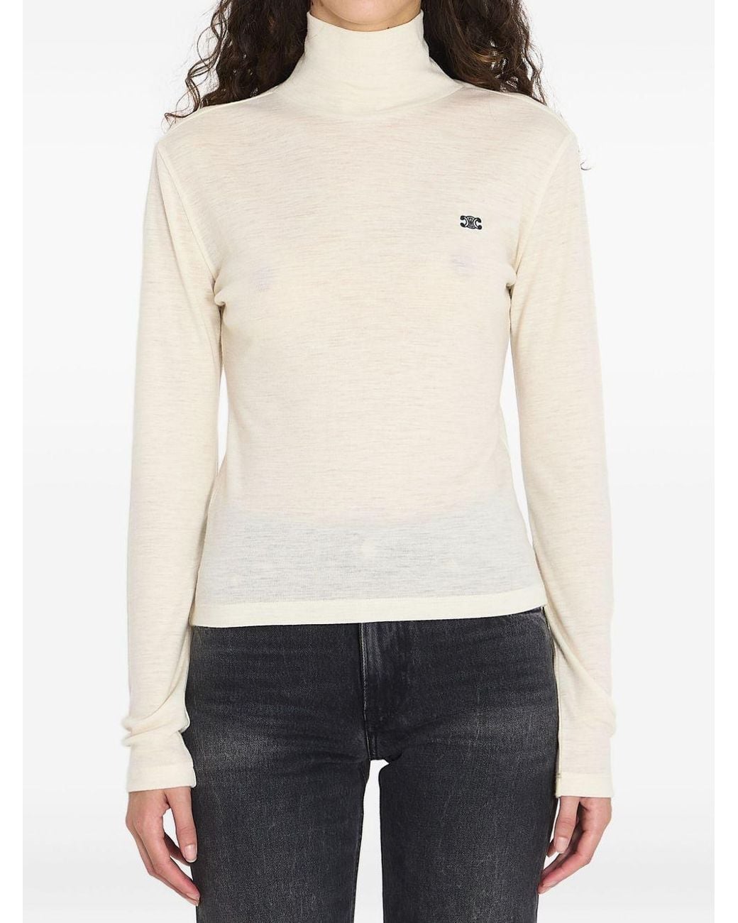 Céline White Turtleneck Top