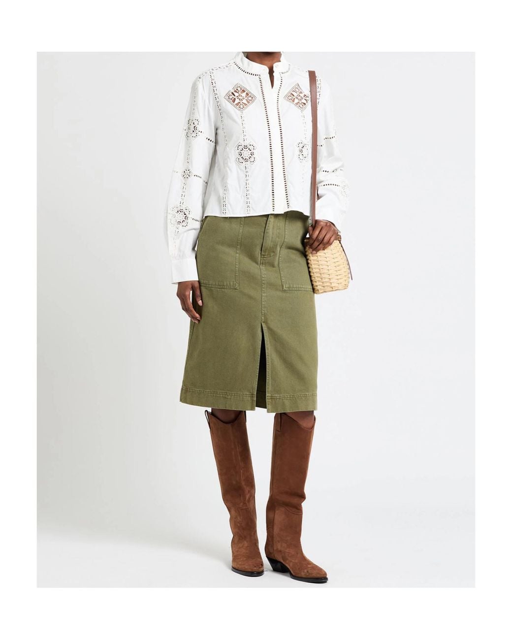 Isabel Marant White Long Sleeve Stand Collar Blouse