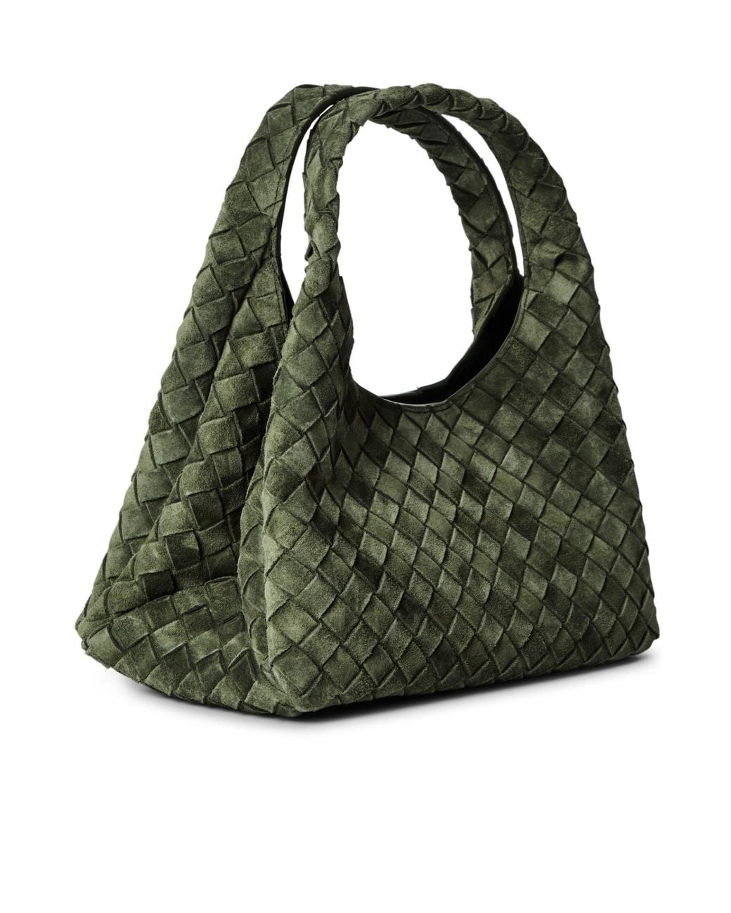 Bottega Veneta Green Military Suede Woven Handbag
