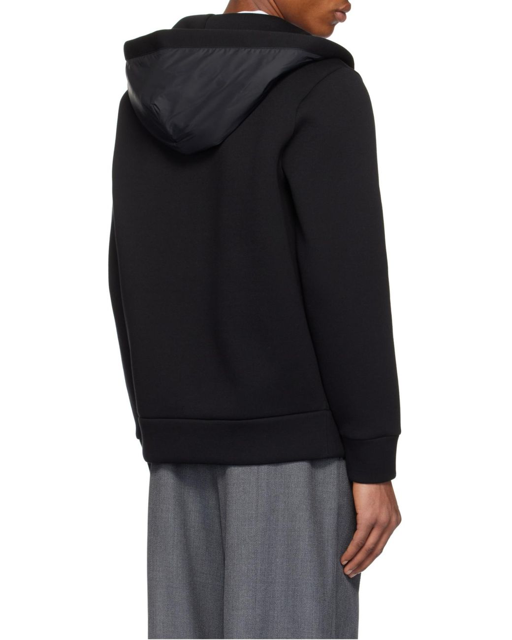 Moncler Black Logo Patch Zip-Up Hoodie for men