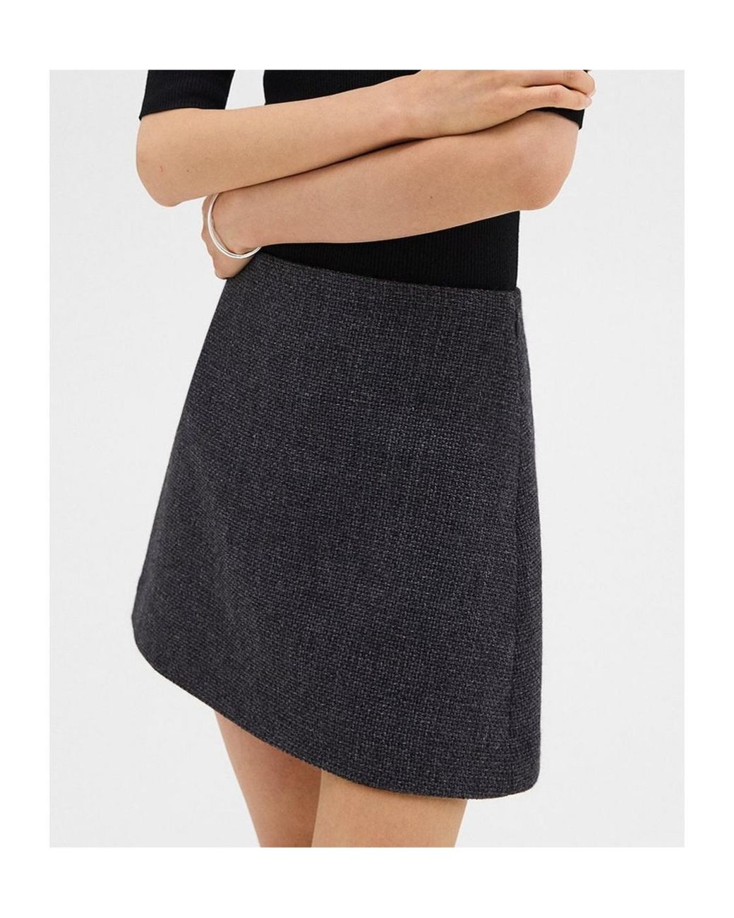 Theory Black Tweed High-Waist Mini Skirt