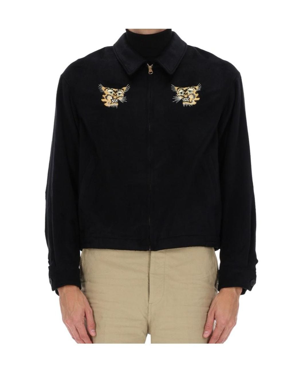 Visvim Black Embroidered Zipped Jacket for men