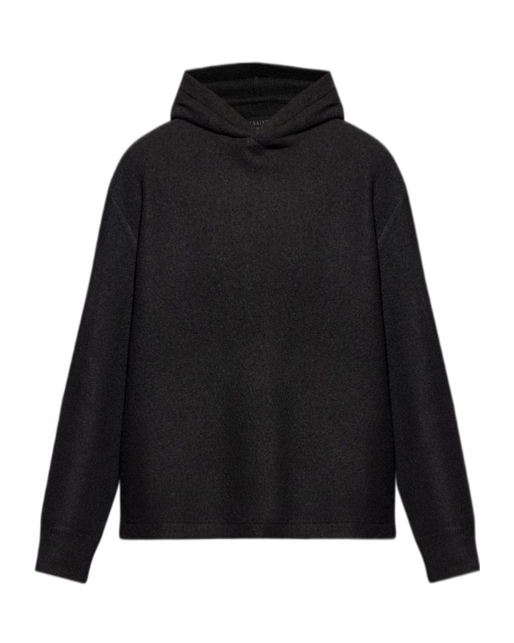 AllSaints Black Marko Hooded Sweater for men