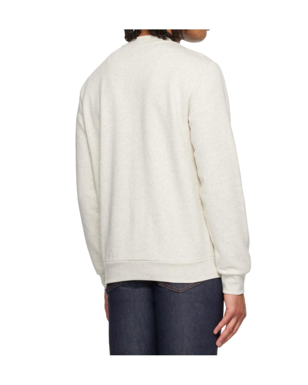 A.P.C. White Long-Sleeved Crew Neck Sweatshirt for men