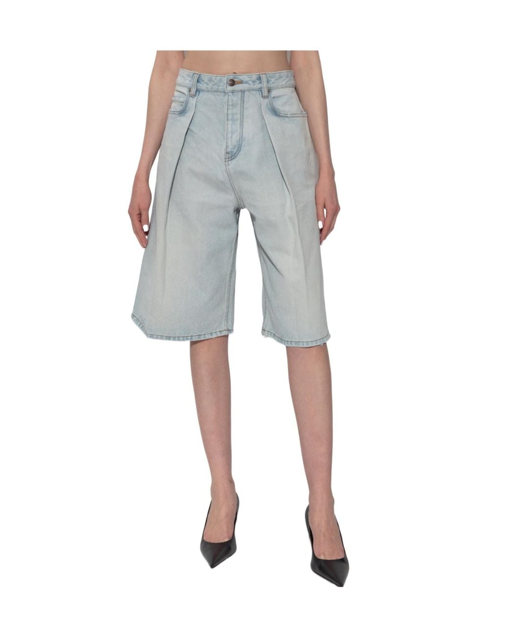 Balenciaga Blue Raw-Hem Bermuda Shorts