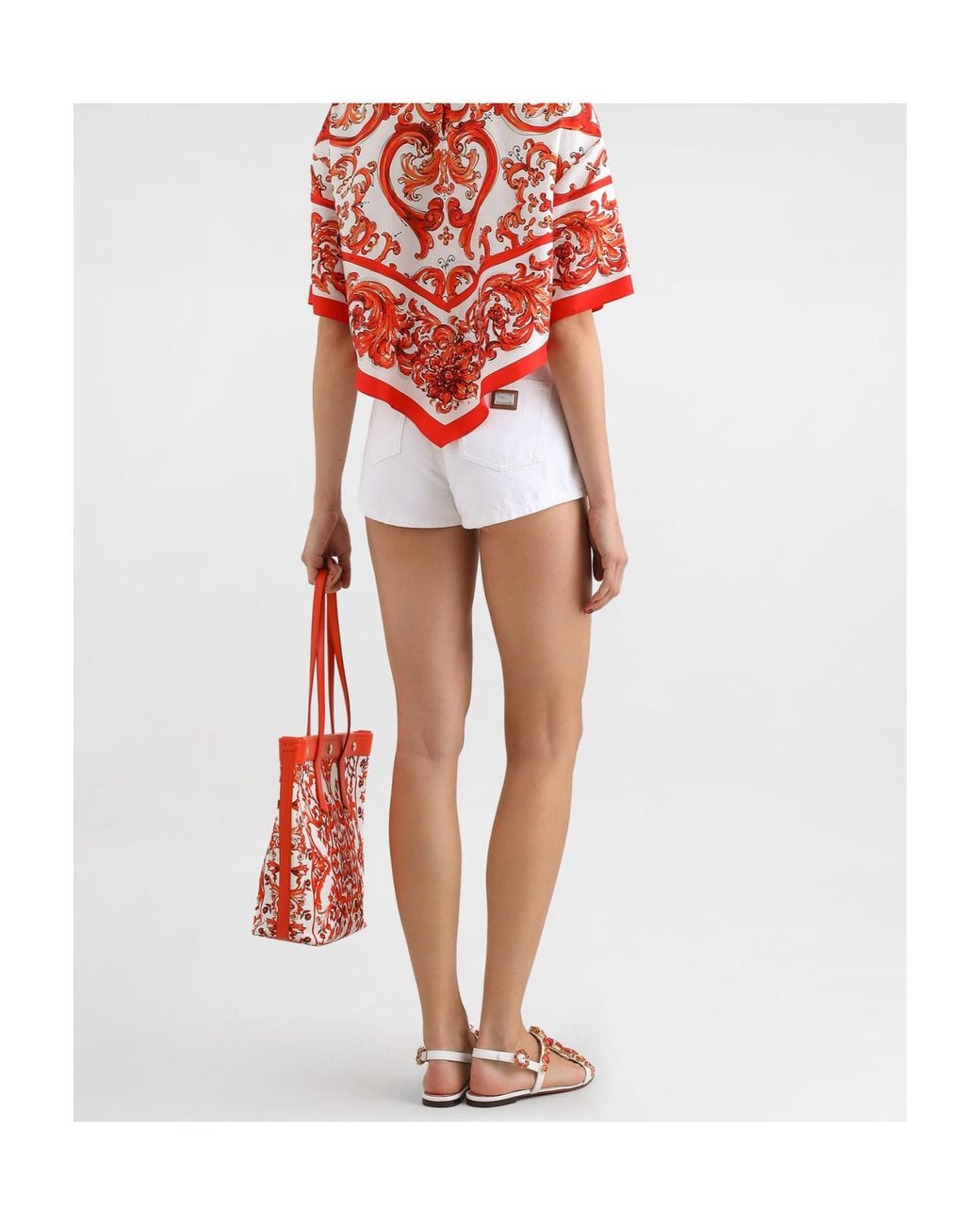 Dolce & Gabbana White Logo Patch Denim Shorts