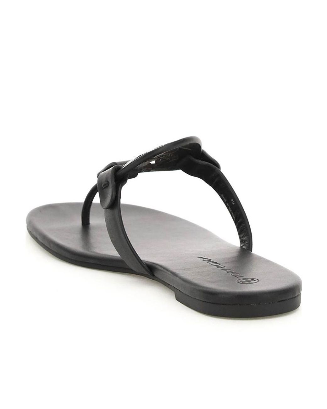 Tory Burch Black Miller Soft Logo-Plaque Sandals