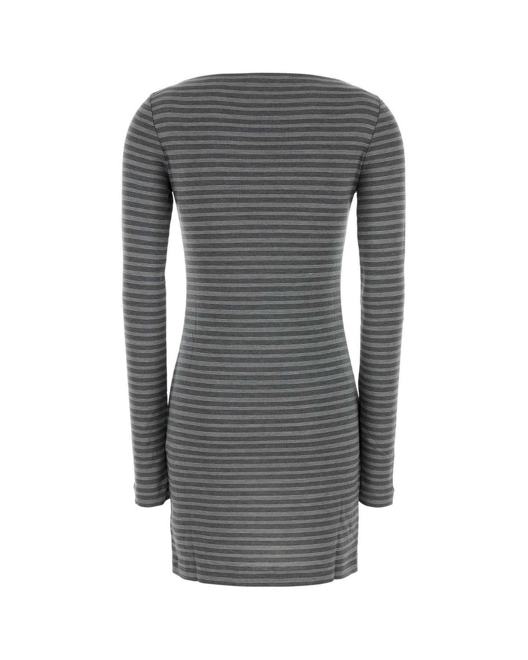 Miu Miu Gray Striped Jersey Mini-Dress