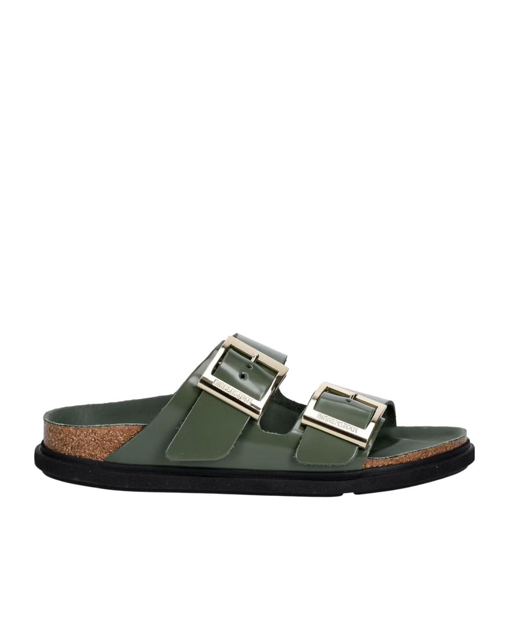 Birkenstock Green High Shine Buckle Flat Sandals