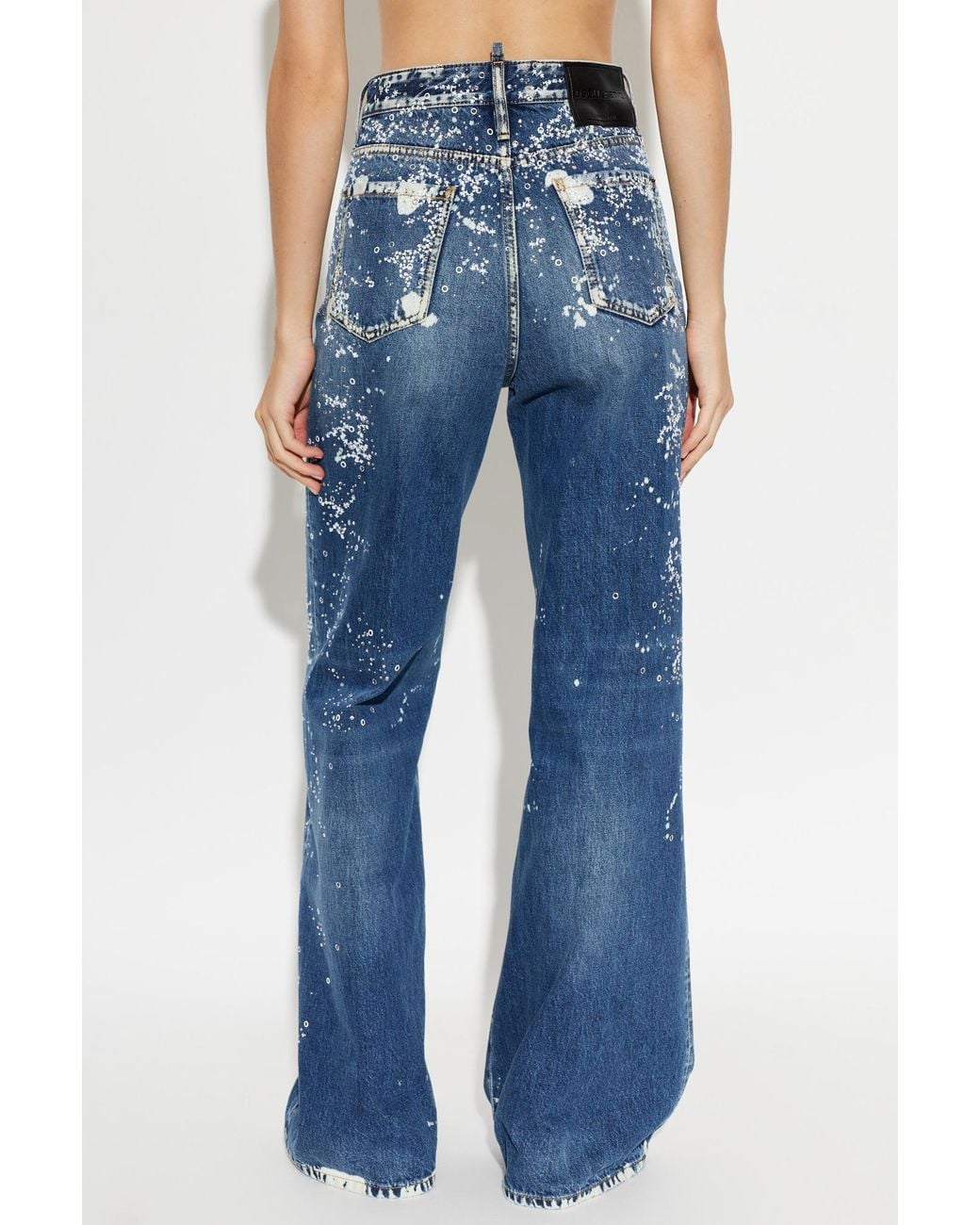 DSquared² Blue Paint-Splatter Baggy Jeans