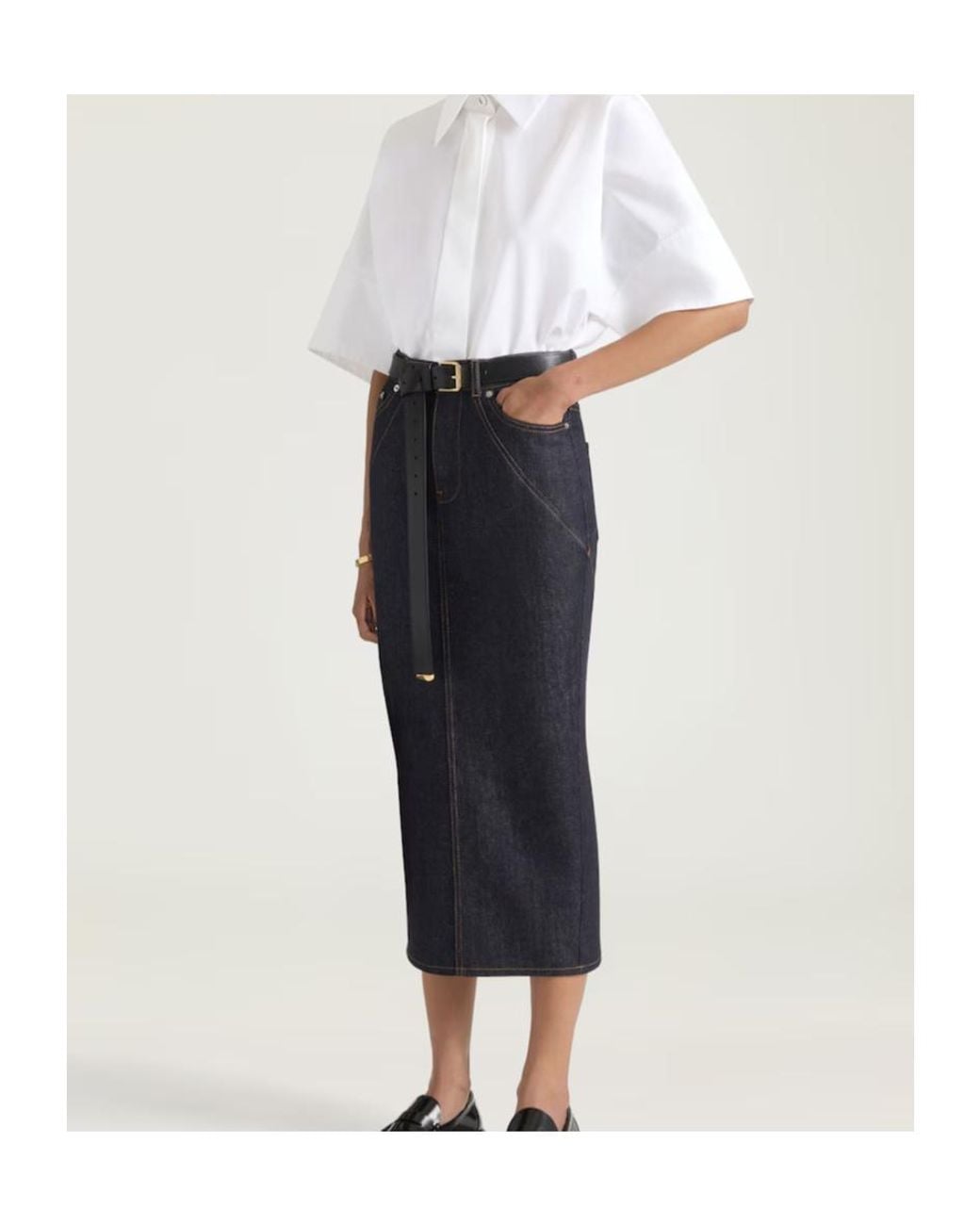 Givenchy Gray Straight Hem Midi Denim Skirt