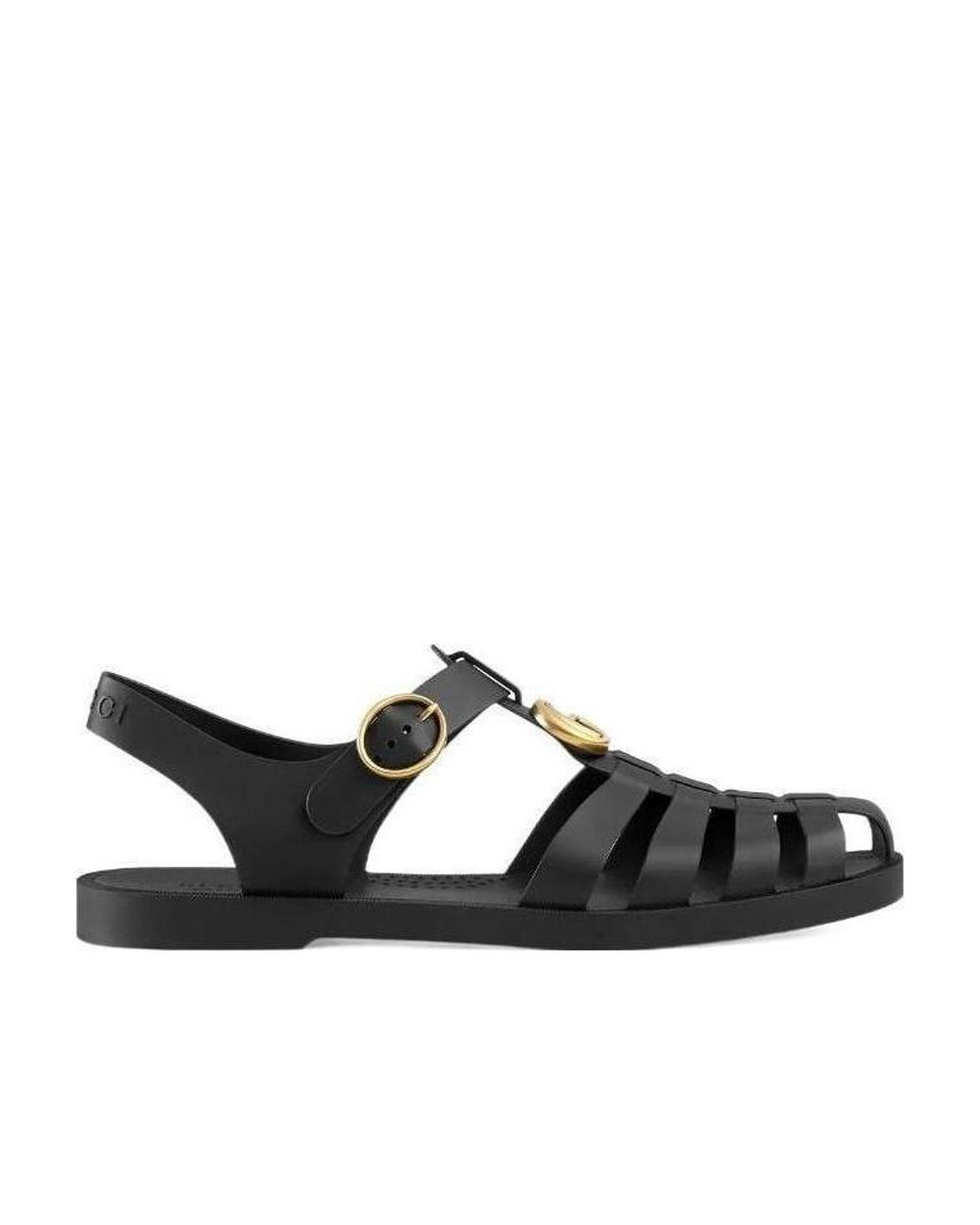 Gucci Gg Logo Plaque Buckle Straps Sandals in Black for Men | Lyst