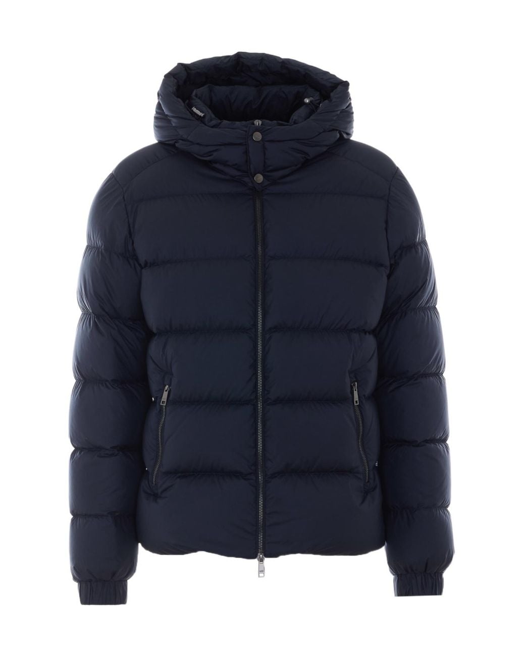 Add Blue Hooded Zip-Up Down Jacket for men
