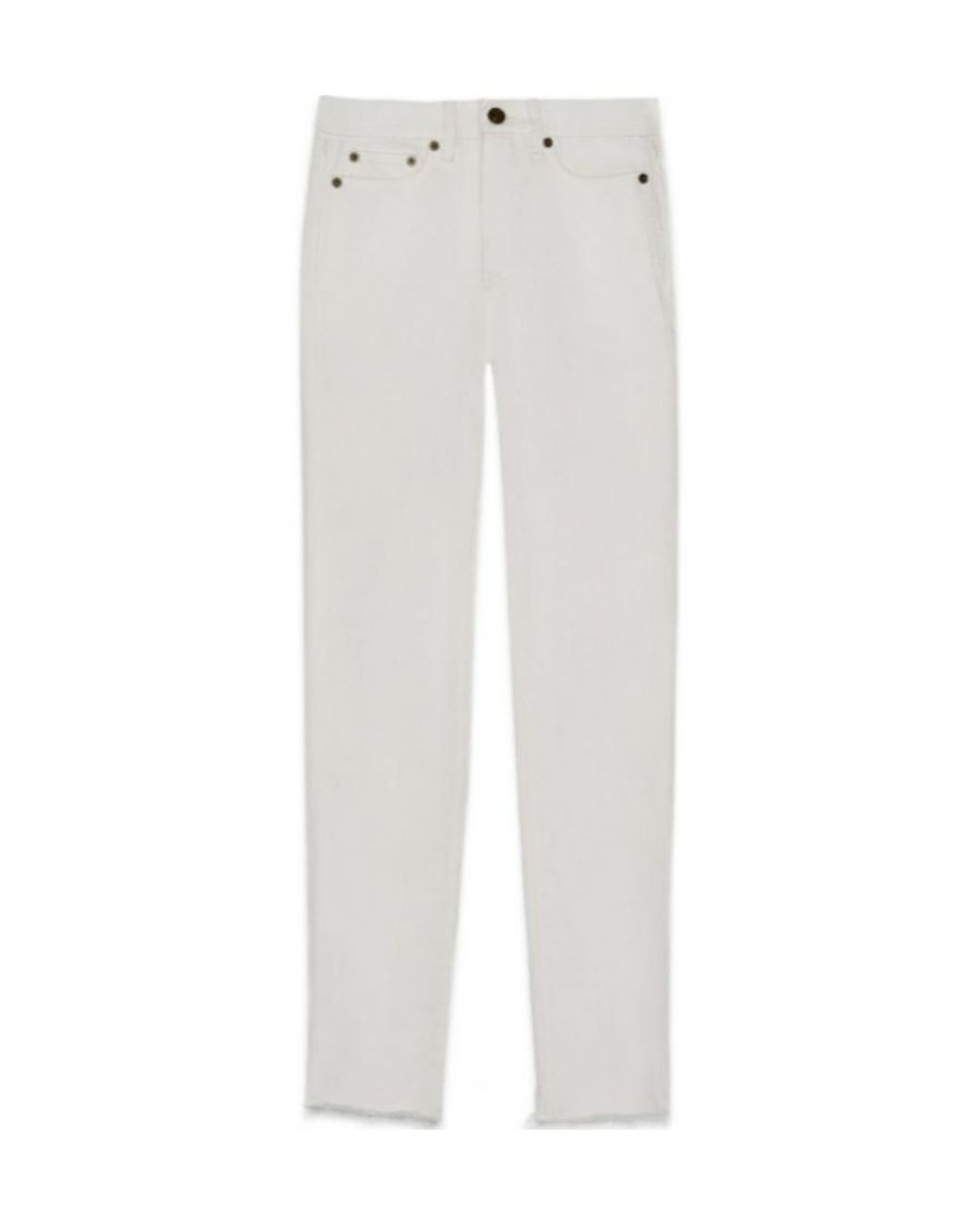 Saint Laurent White Raw-Edge Straight Leg Jeans