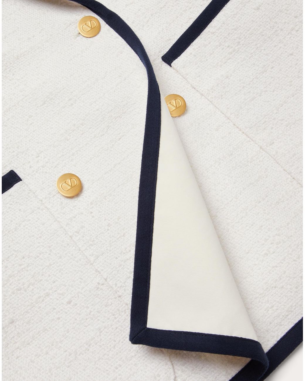 Valentino White Double-Breasted Long-Sleeved Jacket