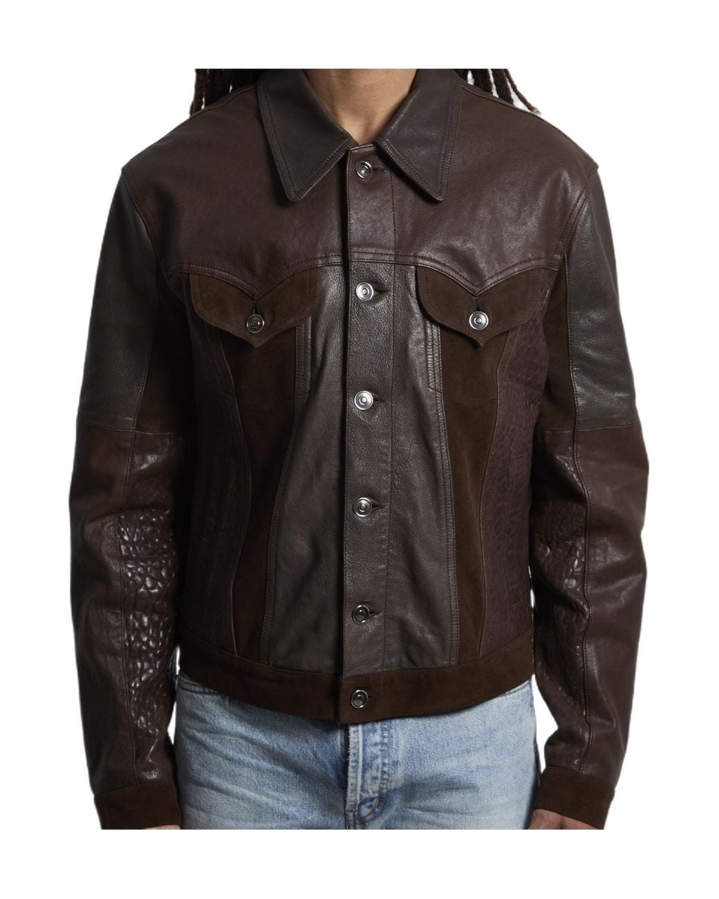 Versace Black Slim Fit Leather Blouson for men