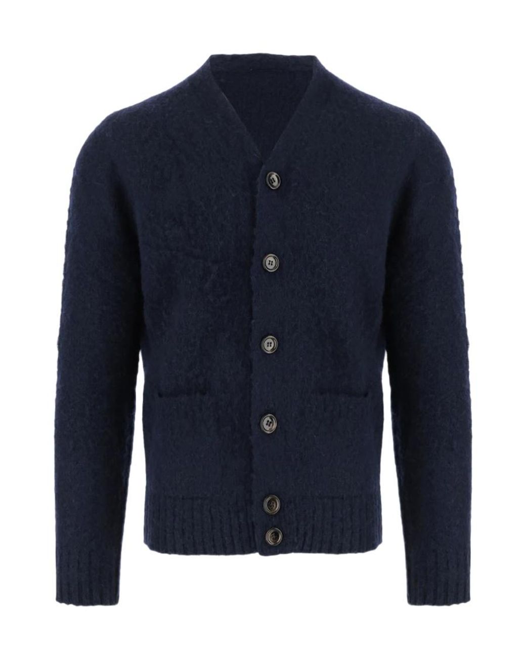 Aspesi Blue V-Neck Buttoned Cardigan for men