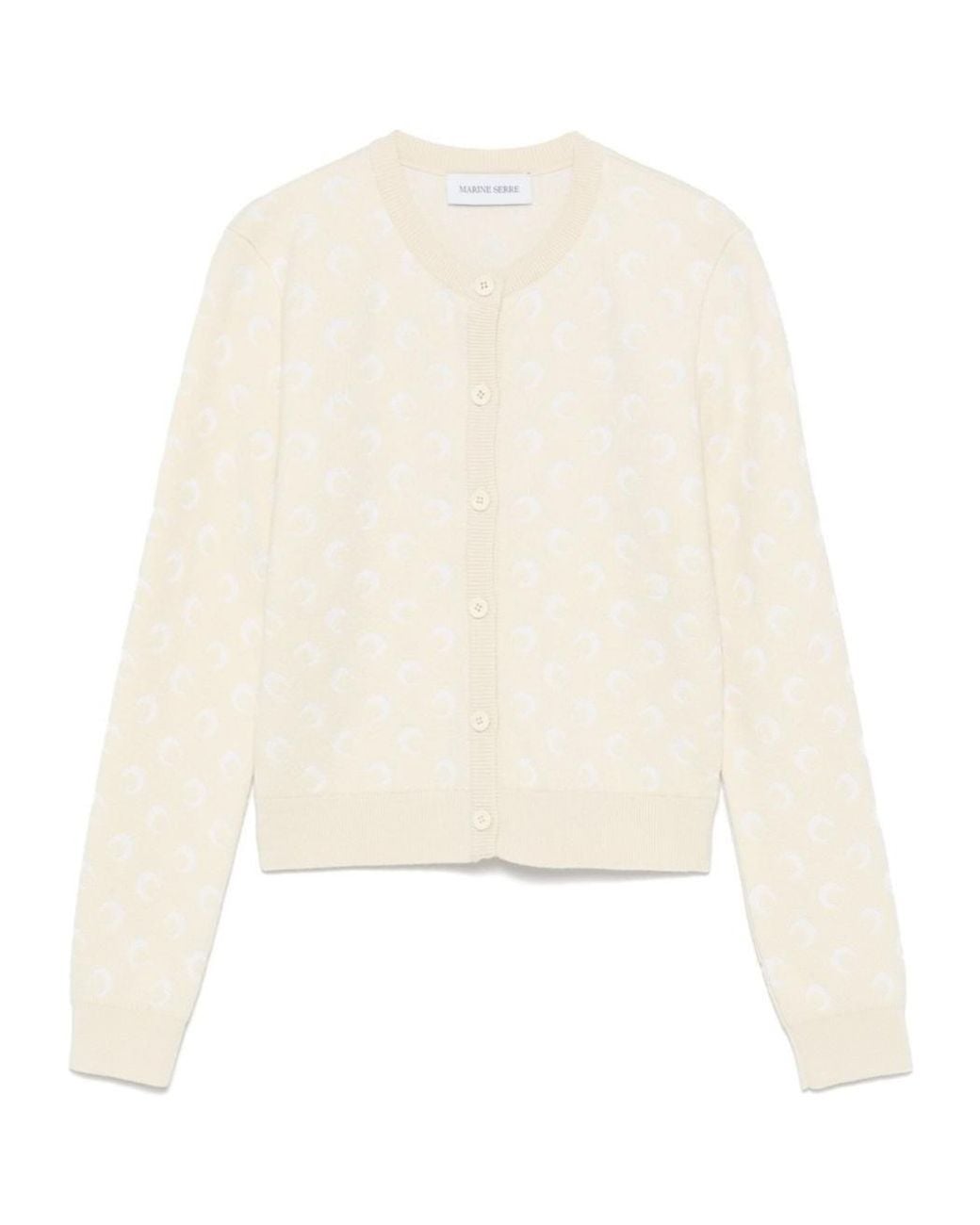 MARINE SERRE White Moon Jacquard Knit Fitted Cardigan