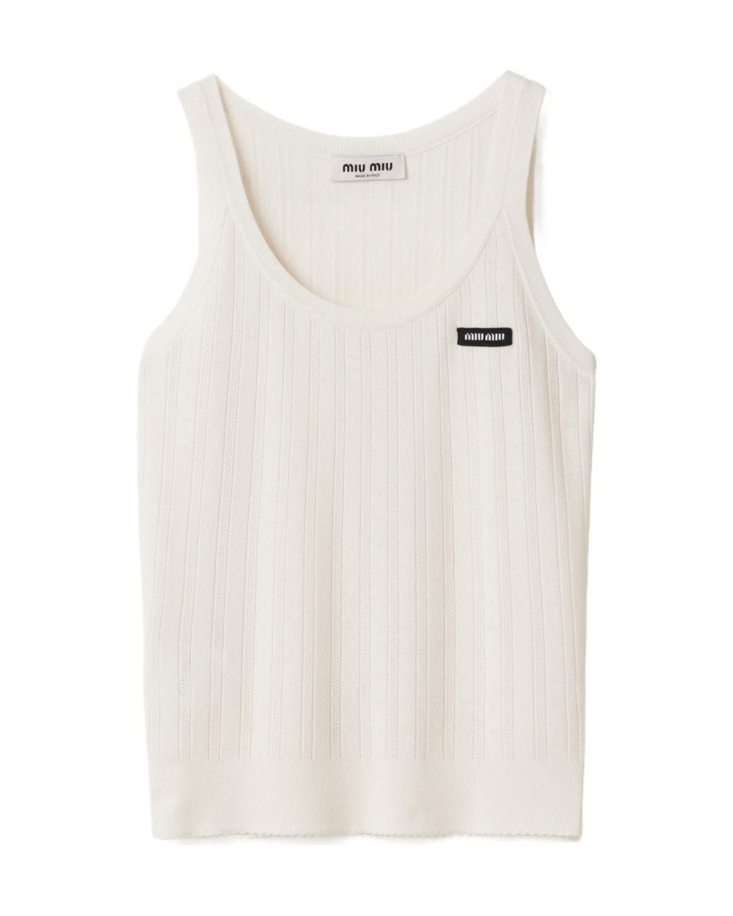 Miu Miu White Cashmere And Silk Tank Top