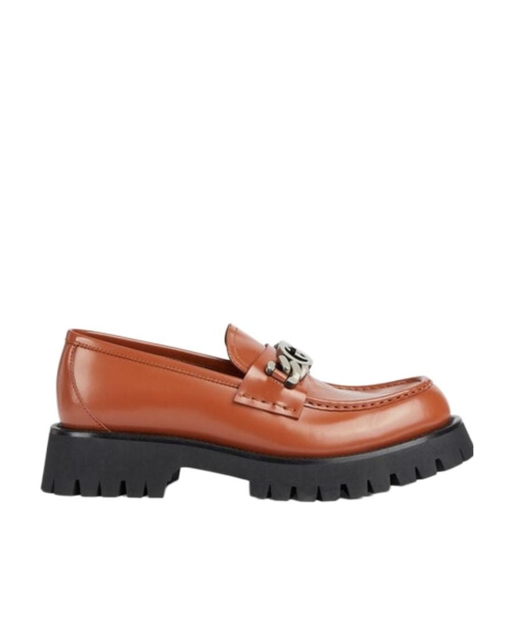 Gucci Brown Interlocking G Logo Leather Loafers for men