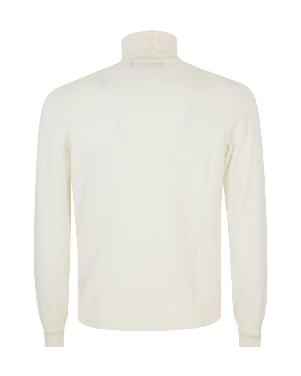 Tagliatore White Long-Sleeved Turtleneck Sweater for men