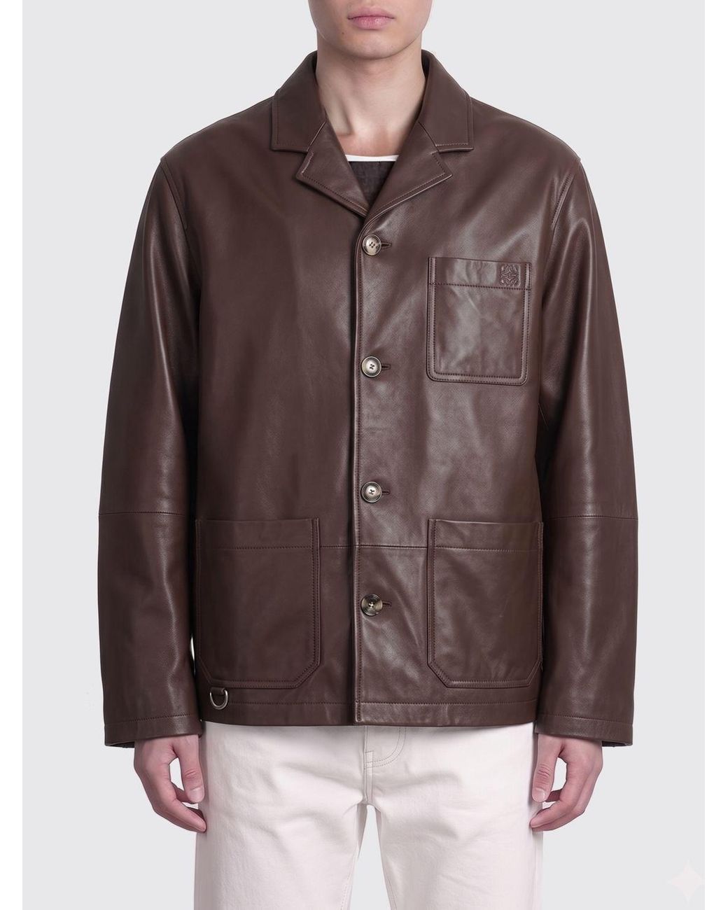 Loewe Brown Anagram Leather Jacket for men
