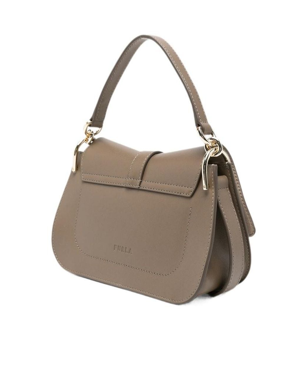 Furla Gray Arch-Logo Leather Shoulder Bag