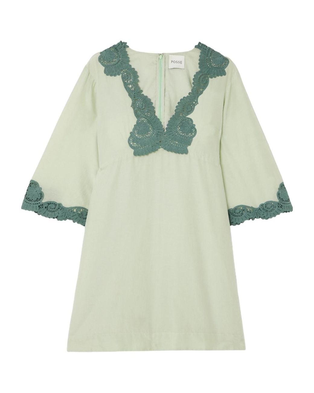 Posse Green Cotton And Silk-Blend Mini Dress