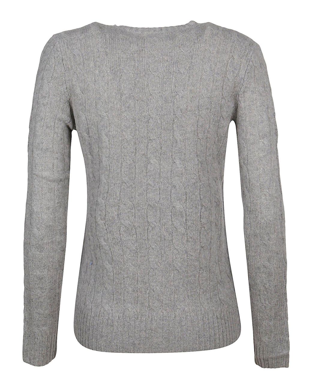 Polo Ralph Lauren Gray Logo-Embroidered Cable-Knit Jumper