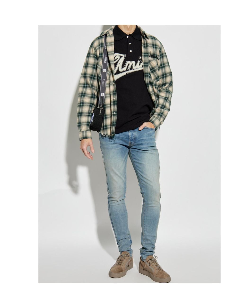 Amiri Blue Bone Detailed Skinny Jeans for men