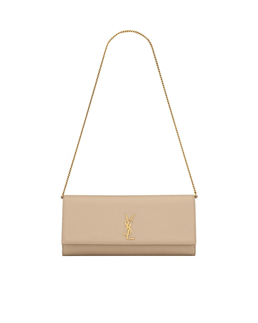Saint Laurent White Kate Foldover Top Clutch Bag