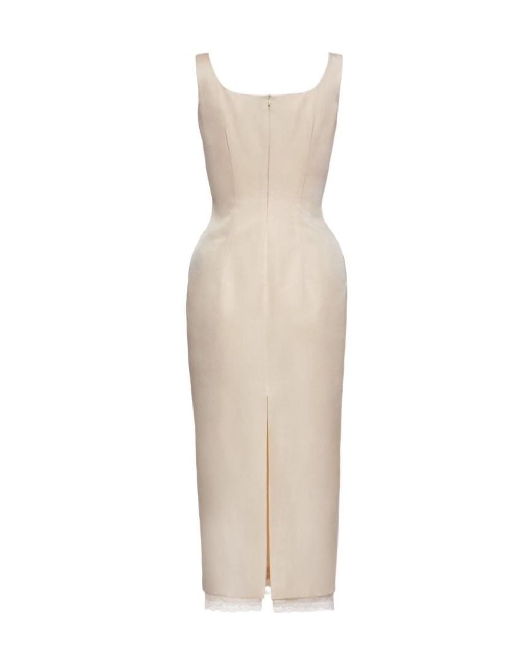 Magda Butrym Natural Contoured Midi Dress With Lace Hem