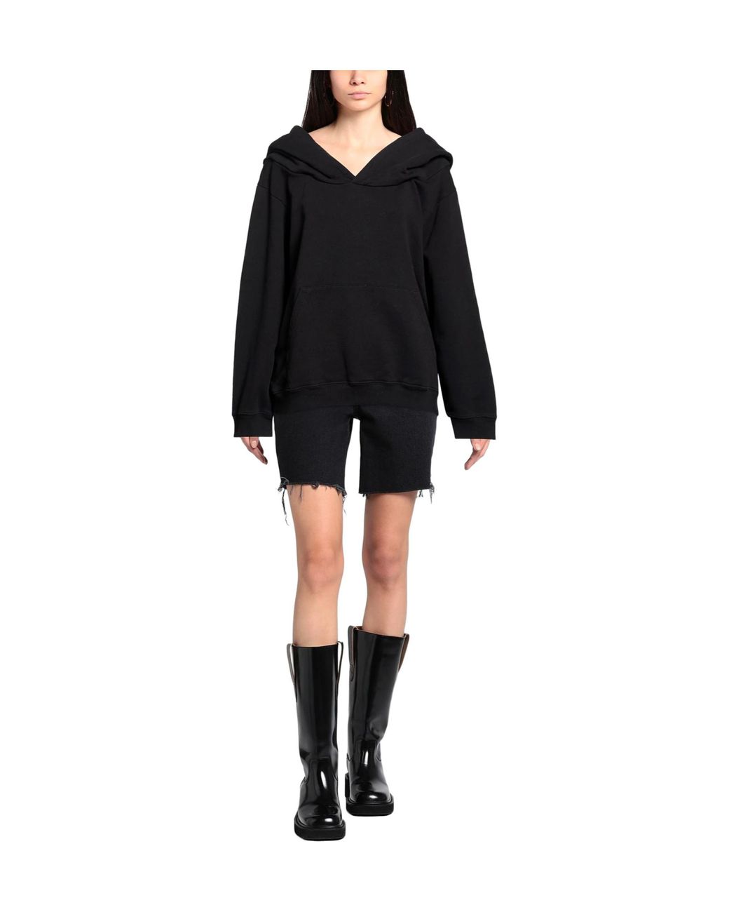 MM6 by Maison Margiela Black Solid-Color Loose-Fit Hoodie