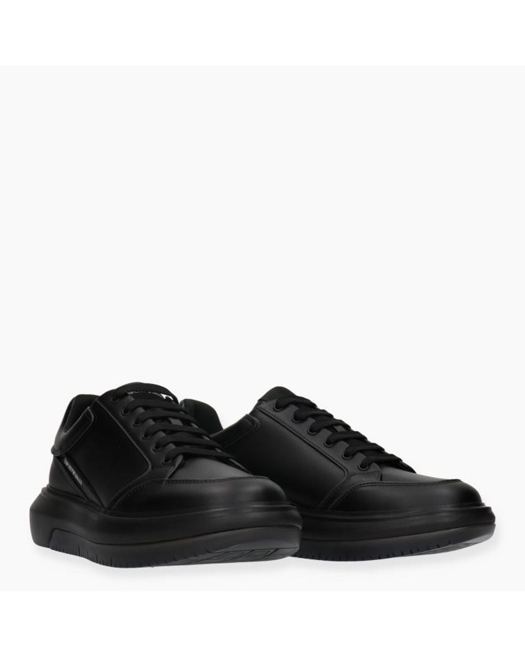 Emporio Armani Black Logo-Printed Lace-Up Sneakers for men