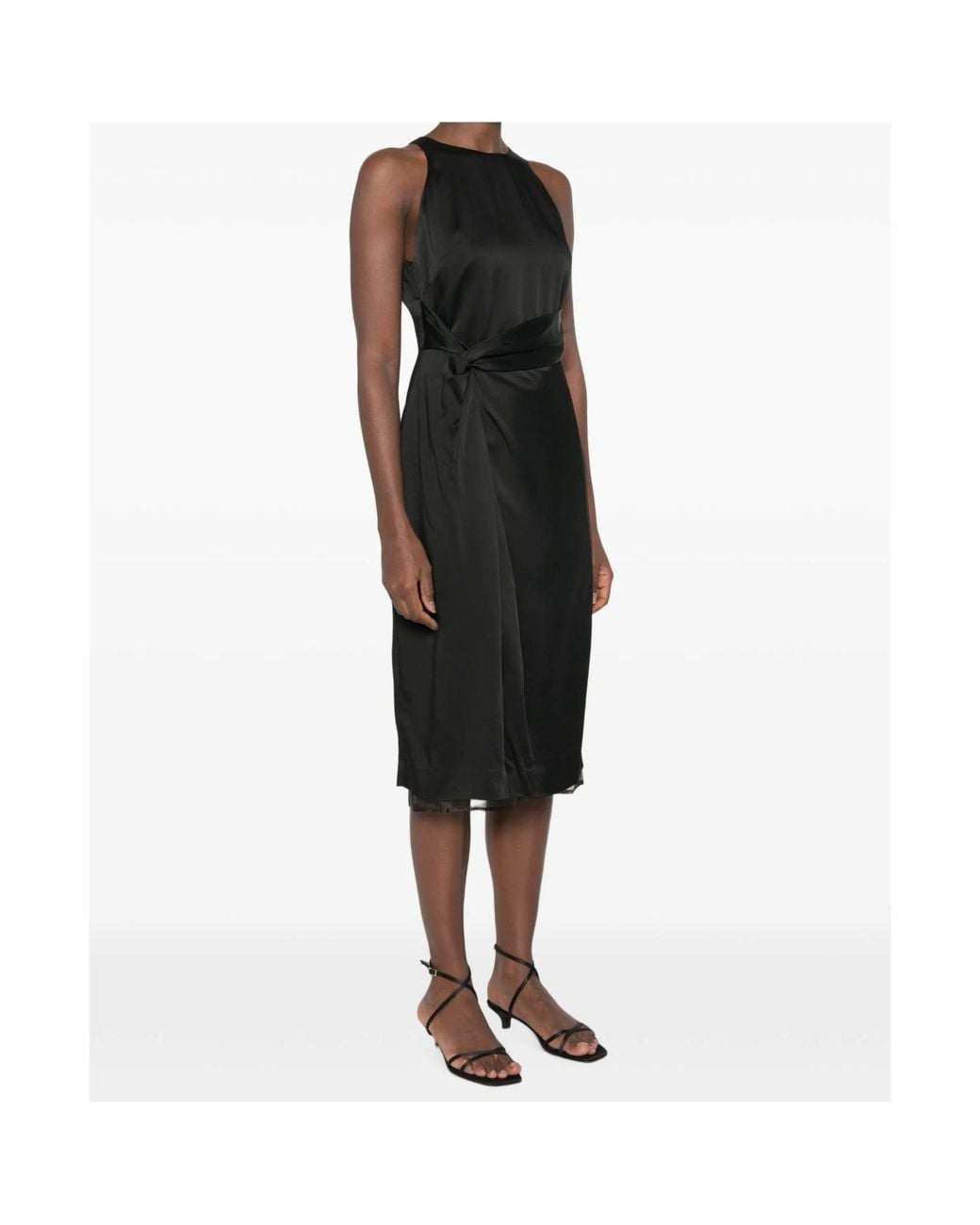 Rohe Black Twist-Detail Sleeveless Midi Dress
