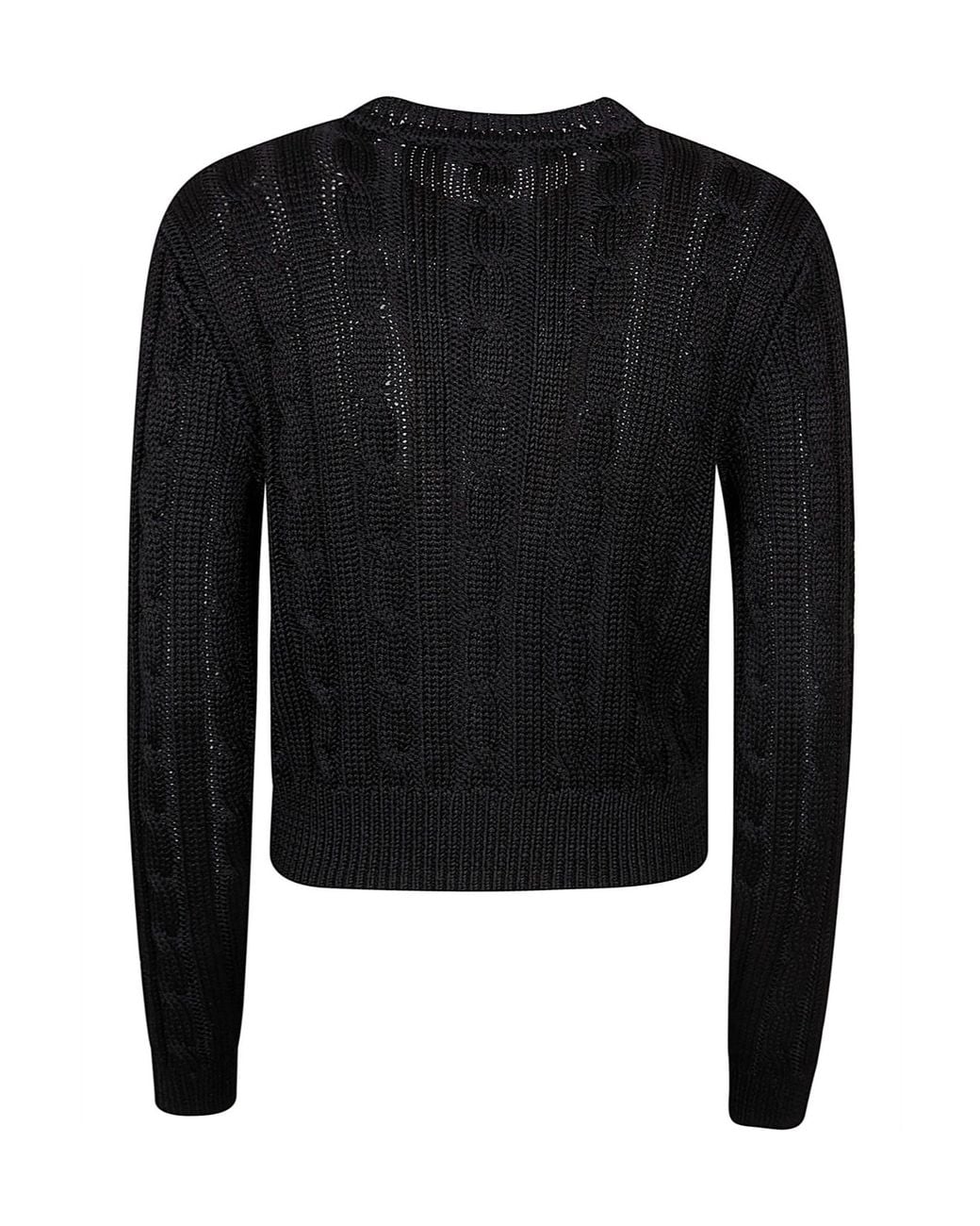 Ralph Lauren Black Cable Knit Cropped Cardigan