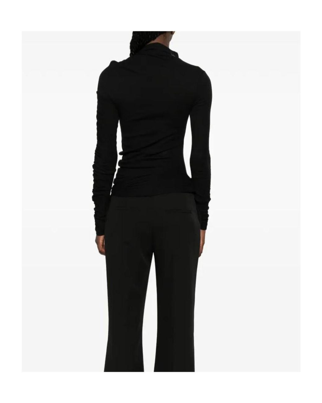 Pinko Black Ruched Asymmetric Top