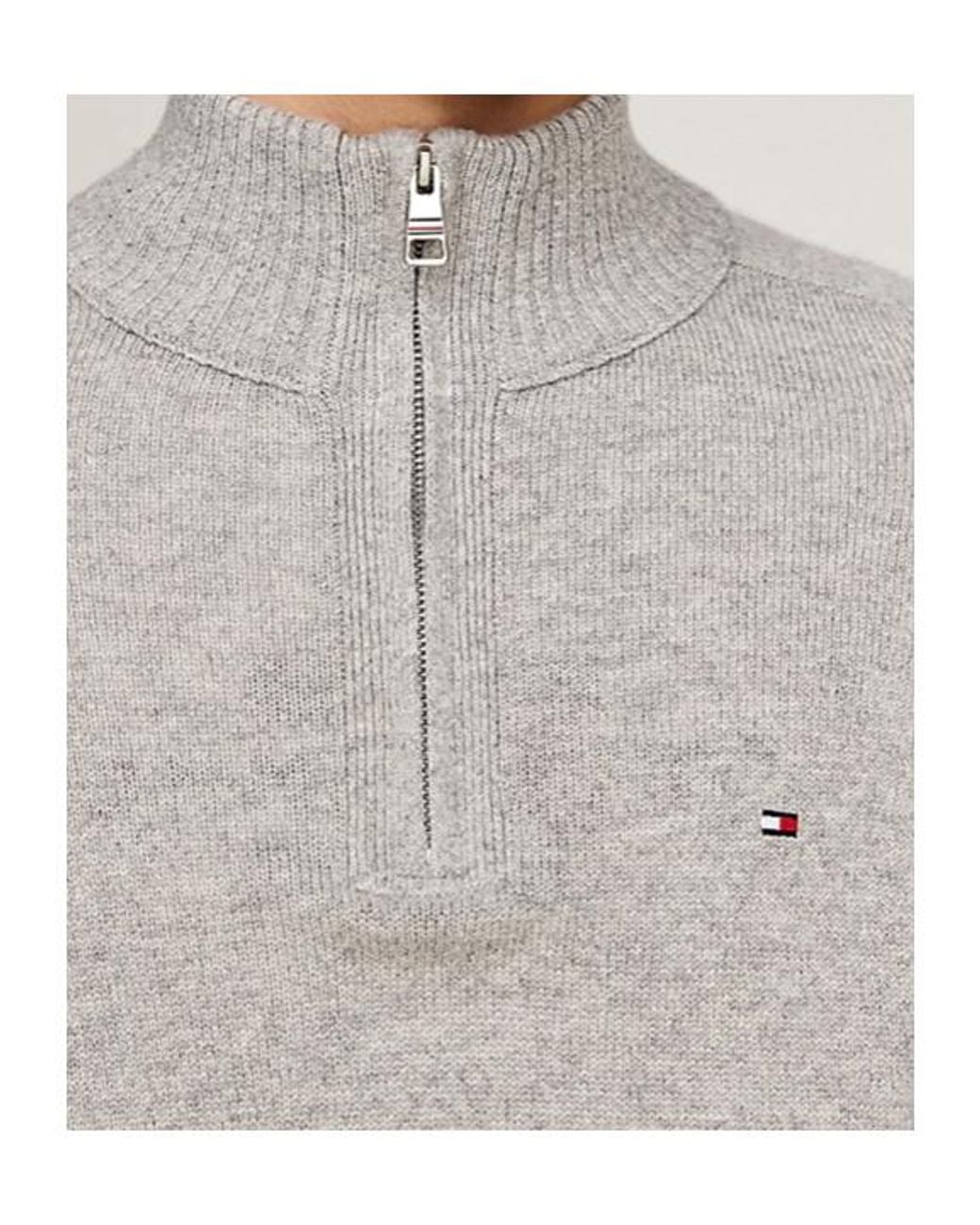 Tommy Hilfiger Gray Half-Zip Wool Sweater for men