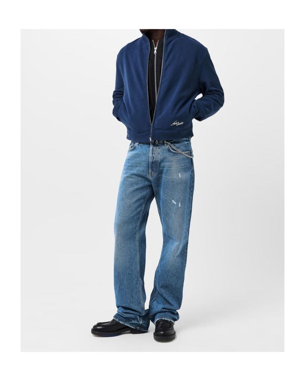 Acne Blue Distressed Detail Jeans for men