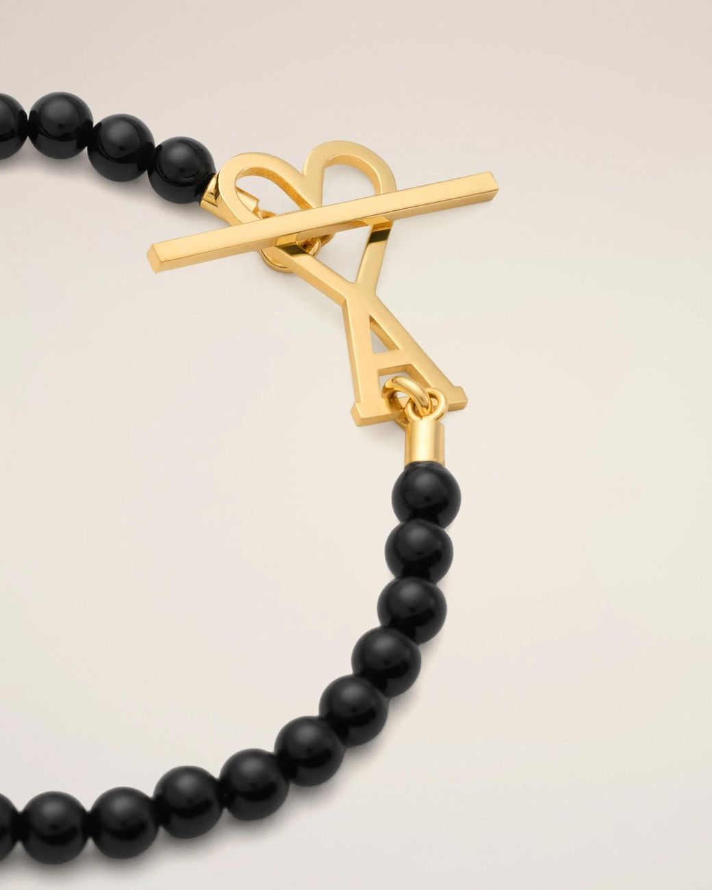 AMI Metallic Ami Logo Beaded Bracelet for men