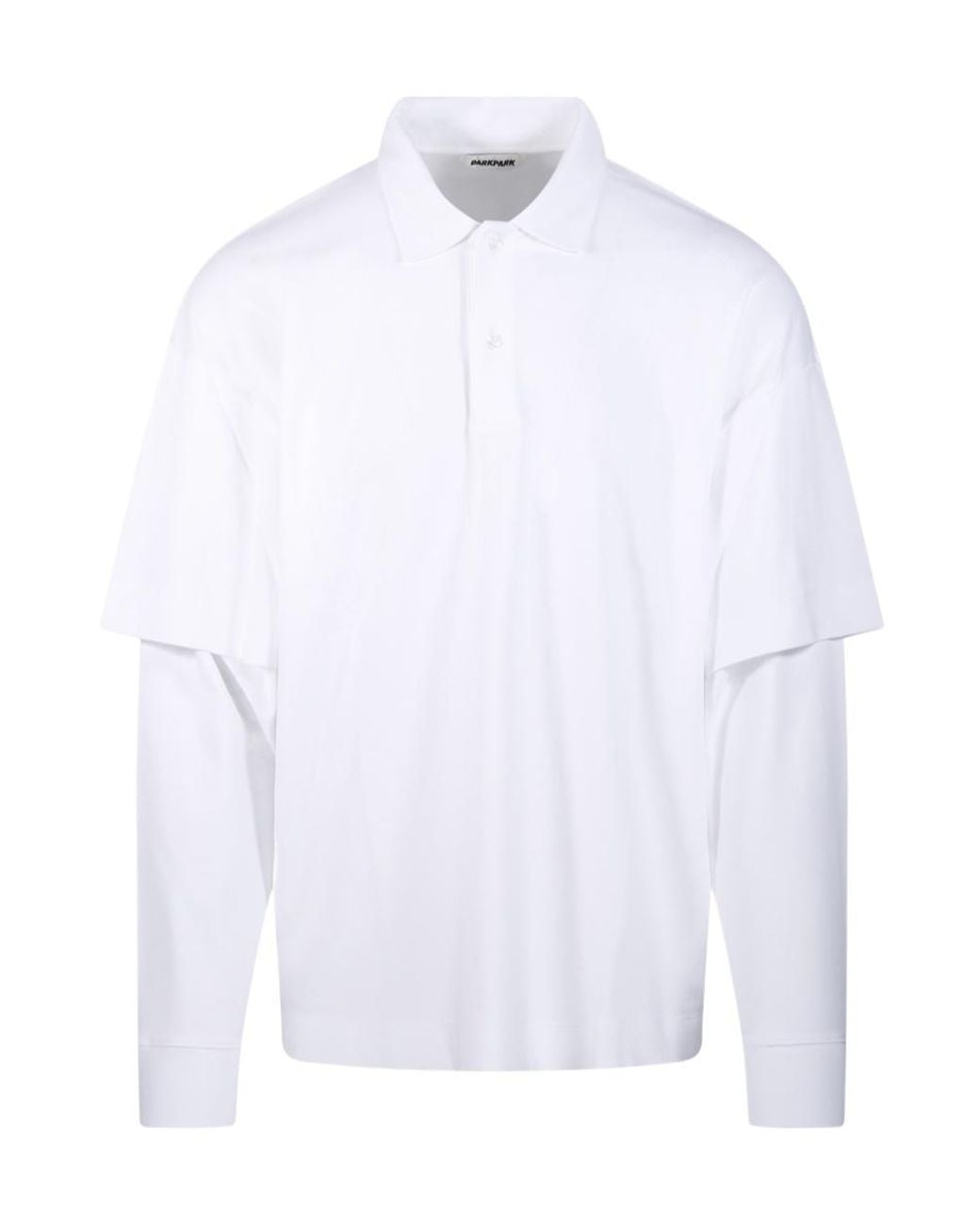 DARKPARK White Long-Sleeved Layered Polo Shirt for men
