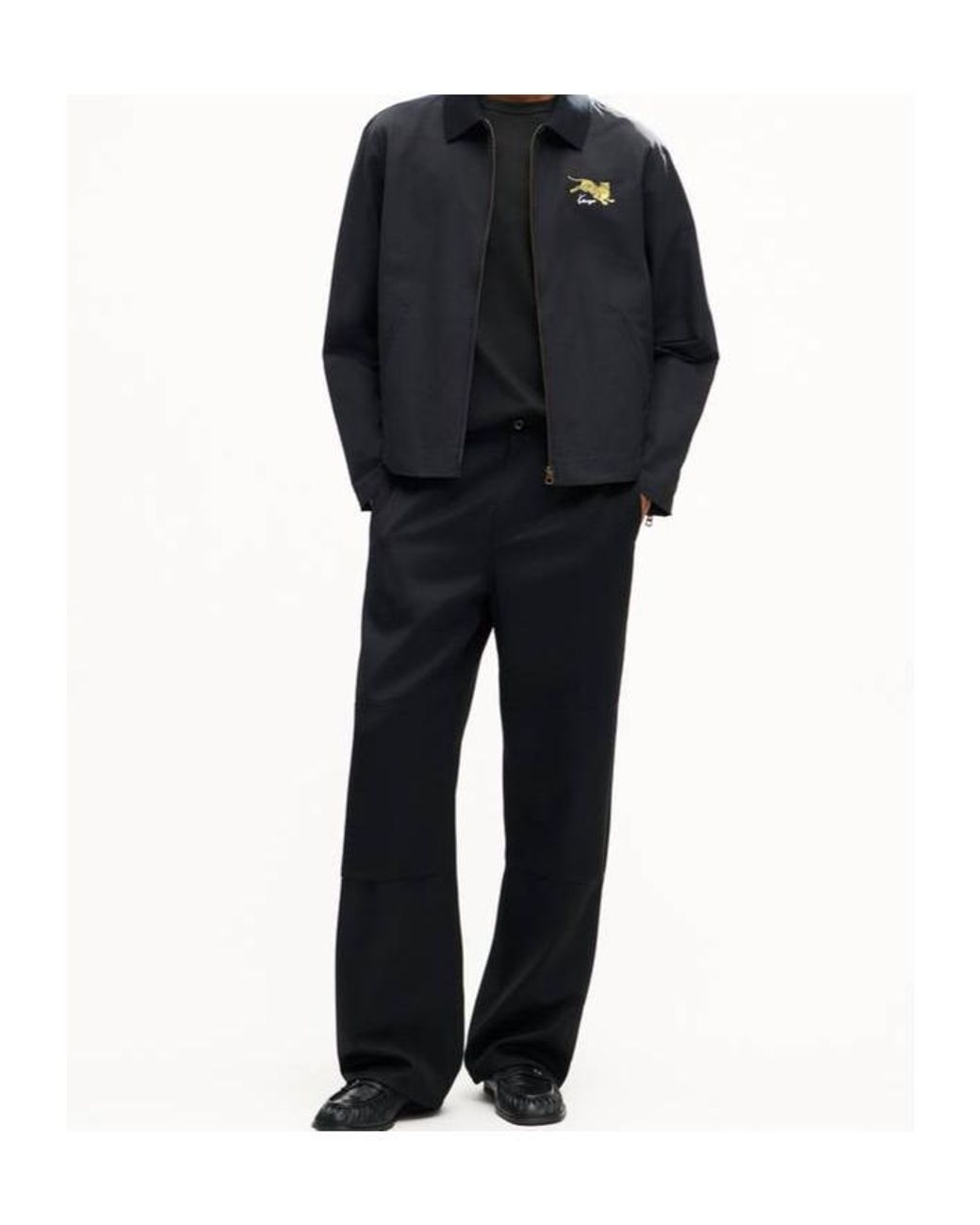 KENZO Black Double Knee Chino Pants for men