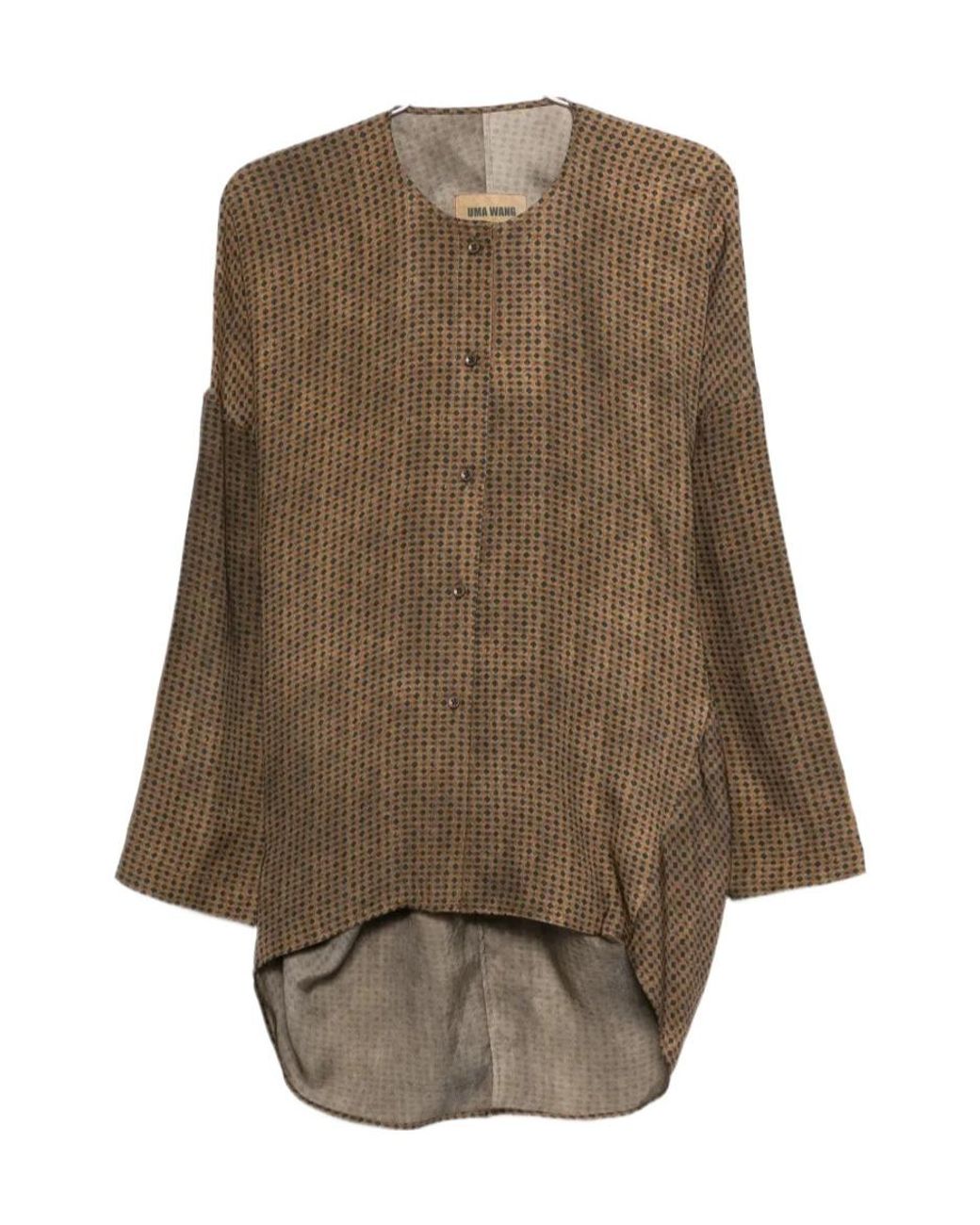 Uma Wang Brown Geometric Pattern Top