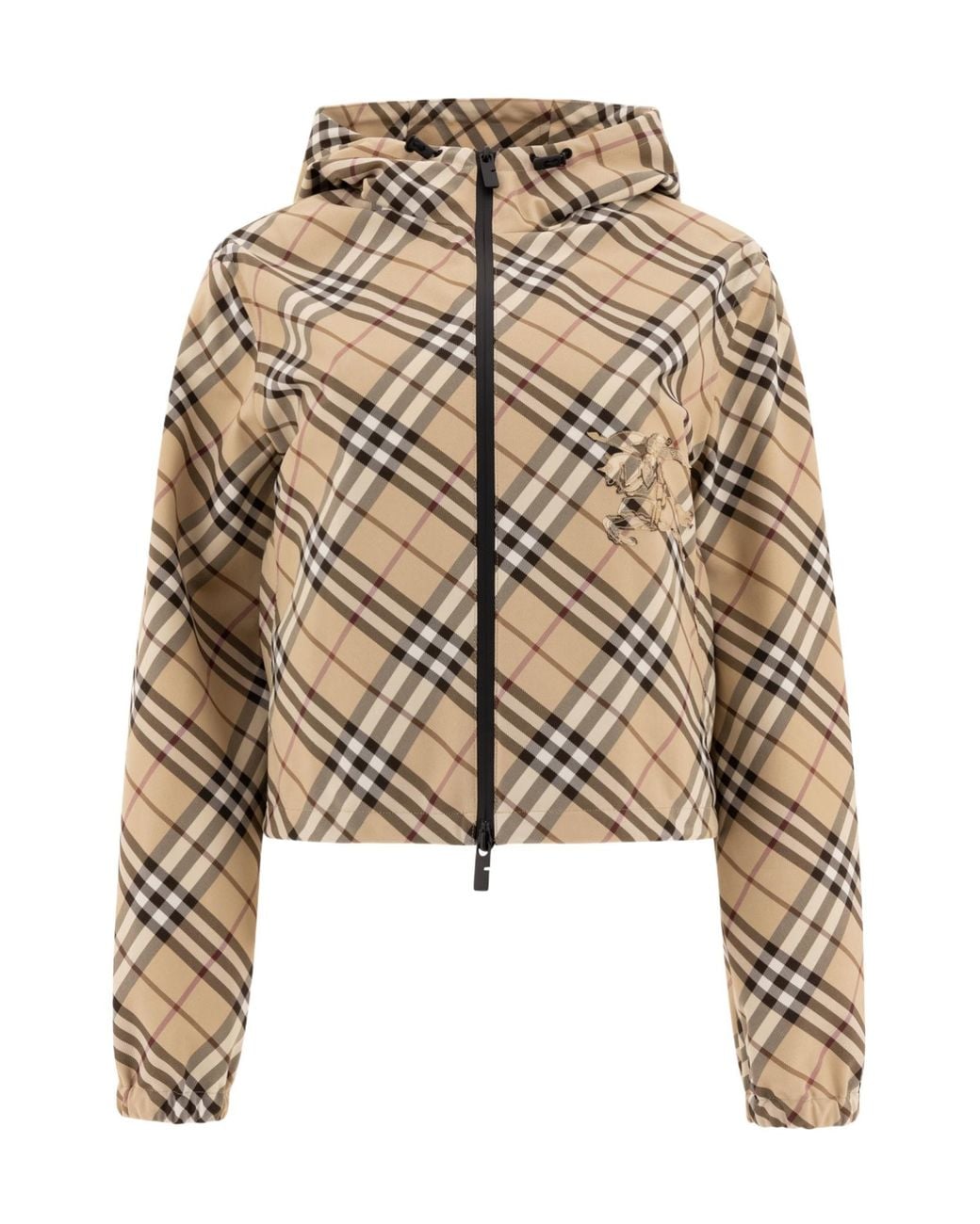 Burberry Metallic Checked Hooded Zip-Up Jacket