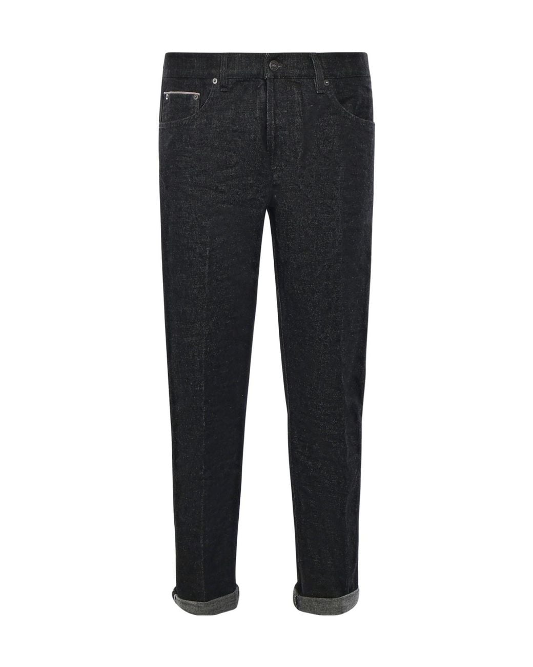Dondup Black Turn-Up Straight-Leg Jeans for men