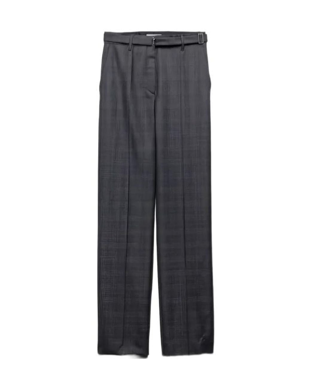 Prada Gray Pleated Belted Trousers